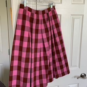 J Crew pink/brown Buffalo plaid skirt